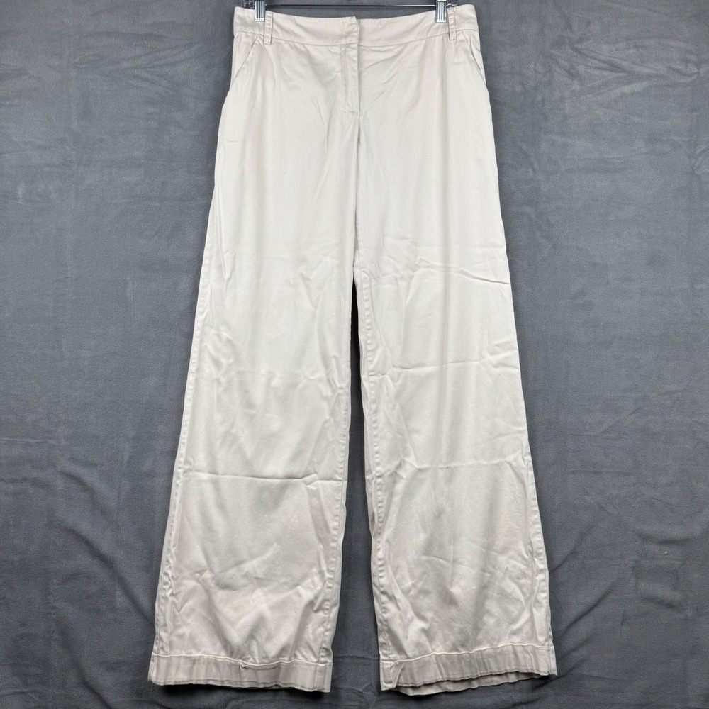 R.E.D. Valentino Women's Beige Wide Leg Cropped‎ Casual Pants Trousers Size 44